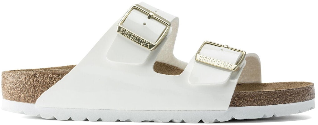 (Women) Birkenstock Arizona Birko-Flor Patent Patent White 1005293 Order (Women) Birkenstock Arizona Birko-Flor Patent Patent White 1005293