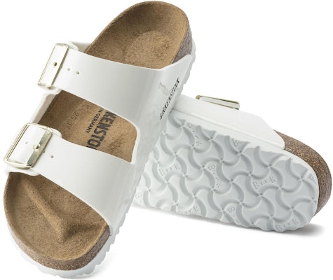 (Women) Birkenstock Arizona Birko-Flor Patent Patent White 1005293 Details for (Women) Birkenstock Arizona Birko-Flor Patent Patent White 1005293