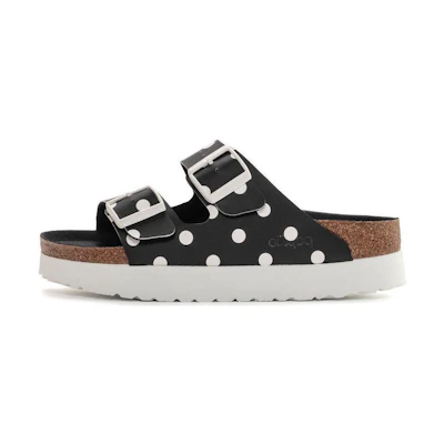 (W) Birkenstock Arizona Platform Birko-Flor Narrow Fit 'Black White Dots'