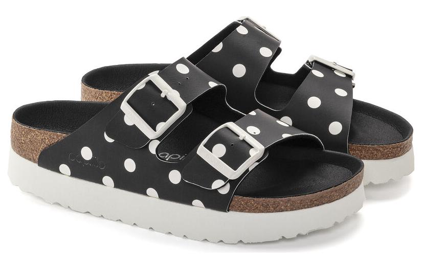 (W) Birkenstock Arizona Platform Birko-Flor Narrow Fit 'Black White Dots' 圖 4