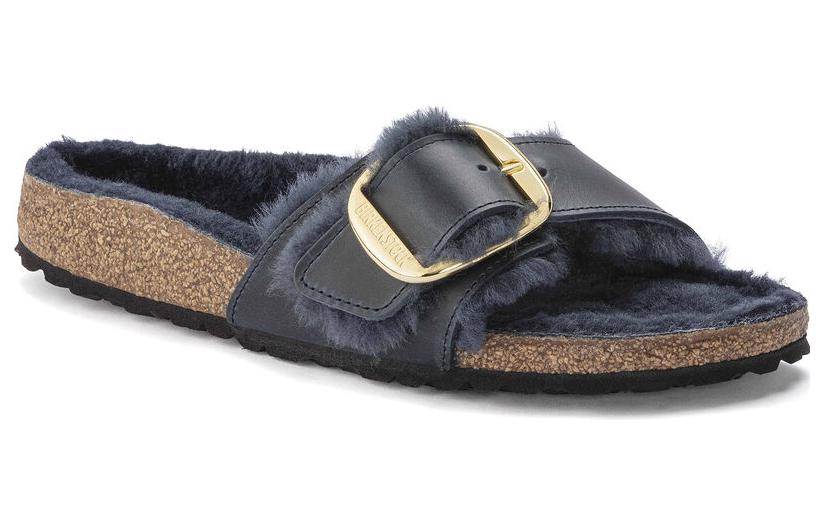 Order (W) Birkenstock Arizona Shearling 'Midnight Blue' Sepatu Sandal Biru Gelap 1023185