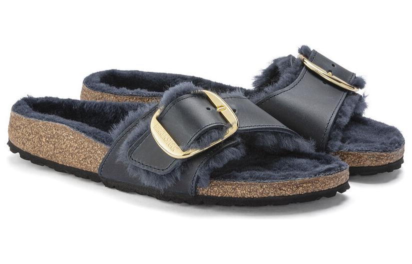 Lookbook (W) Birkenstock Arizona Shearling 'Midnight Blue' Sepatu Sandal Biru Gelap 1023185