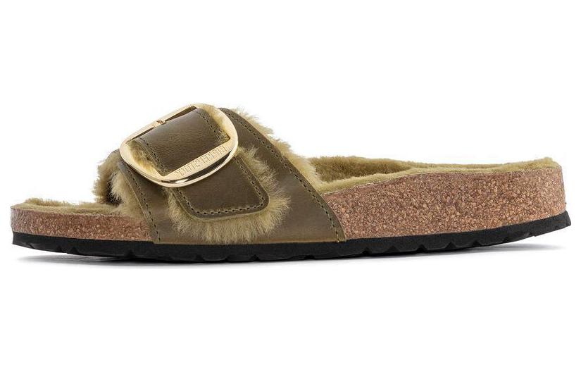 (Women) Birkenstock Arizona Shearling 'Olive Narrow' 1023138