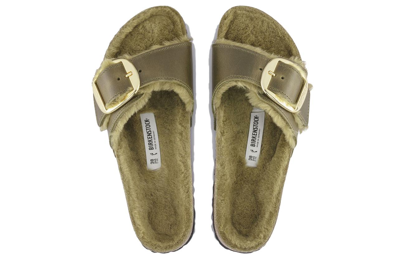 Shop (Women) Birkenstock Arizona Shearling 'Olive Narrow' 1023138