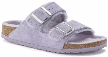 Lookbook Birkenstock 皮革 舒適保暖毛絨厚底百搭 一字拖鞋 女款 紫色 常規版