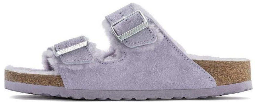 (Women) Birkenstock Arizona Shearling Suede Leather Narrow Fit 'Purple Fog' 1023256 Buy (Women) Birkenstock Arizona Shearling Suede Leather Narrow Fit 'Purple Fog' 1023256