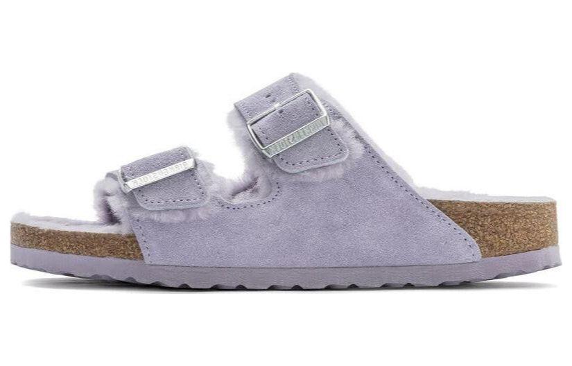 (Women) Birkenstock Arizona Shearling Suede Leather Narrow Fit 'Purple Fog' 1023256