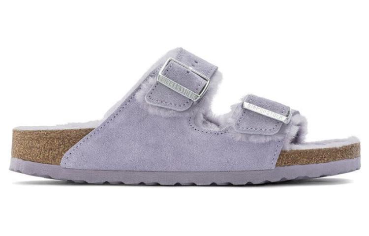 Order (Women) Birkenstock Arizona Shearling Suede Leather Narrow Fit 'Purple Fog' 1023256