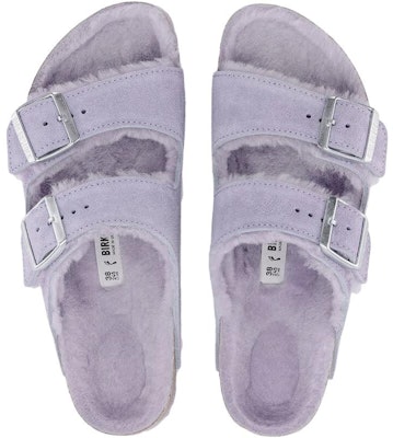 (Women) Birkenstock Arizona Shearling Suede Leather Narrow Fit 'Purple Fog' 1023256 Purchase (Women) Birkenstock Arizona Shearling Suede Leather Narrow Fit 'Purple Fog' 1023256