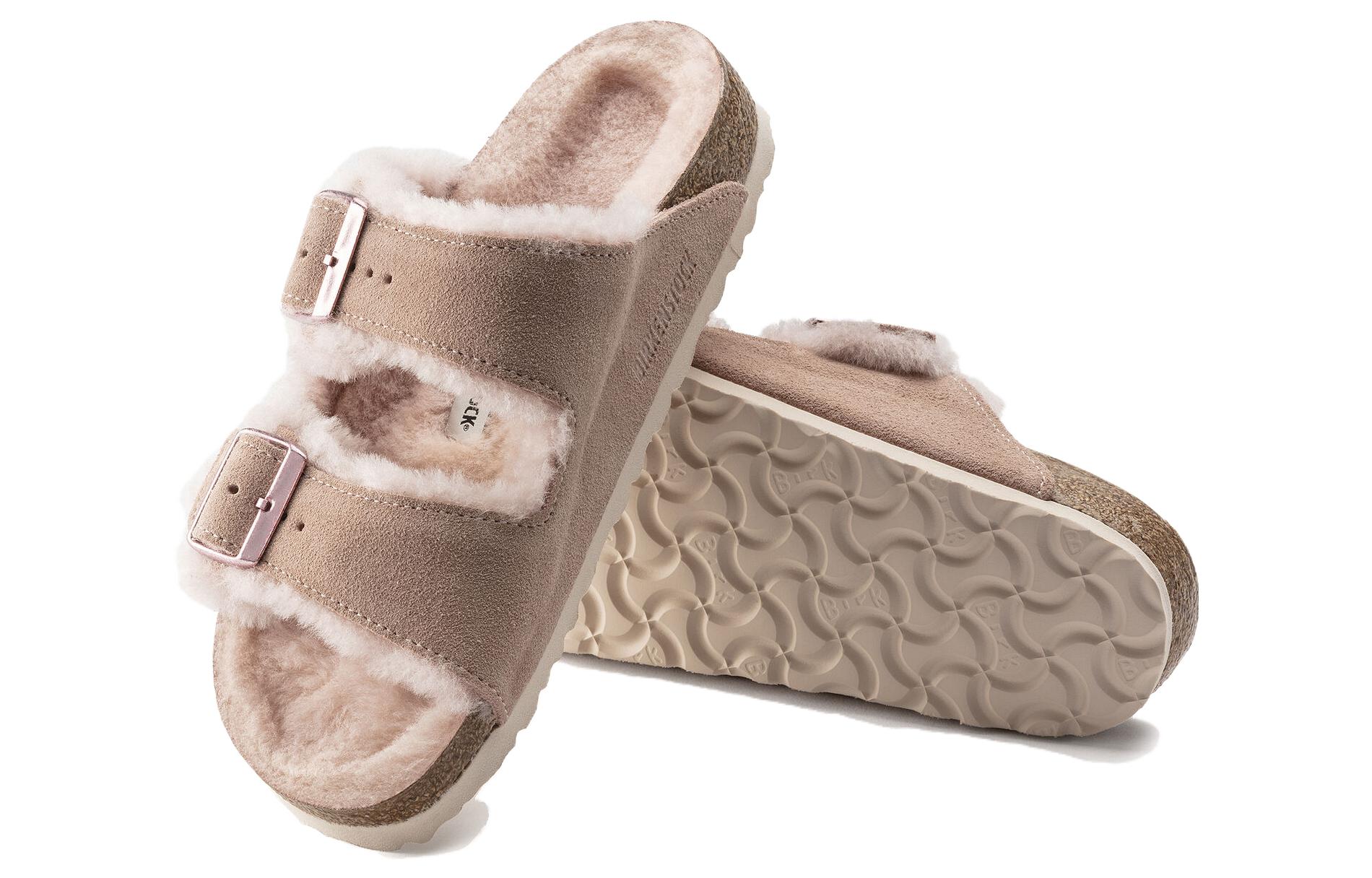 Shop (W) Birkenstock Arizona Shearling Ante Rosa Claro 1020411/1020389
