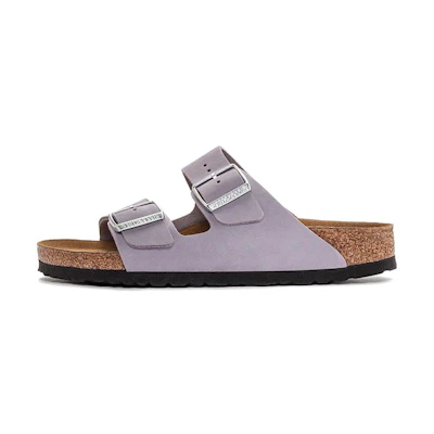 (W) Birkenstock Arizona Soft Footbed Nubuk Leather Narrow Fit 'Purple Fog'