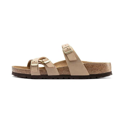 (W) Birkenstock Arizona Soft Footbed Suede Leather 'Narrow Sand'