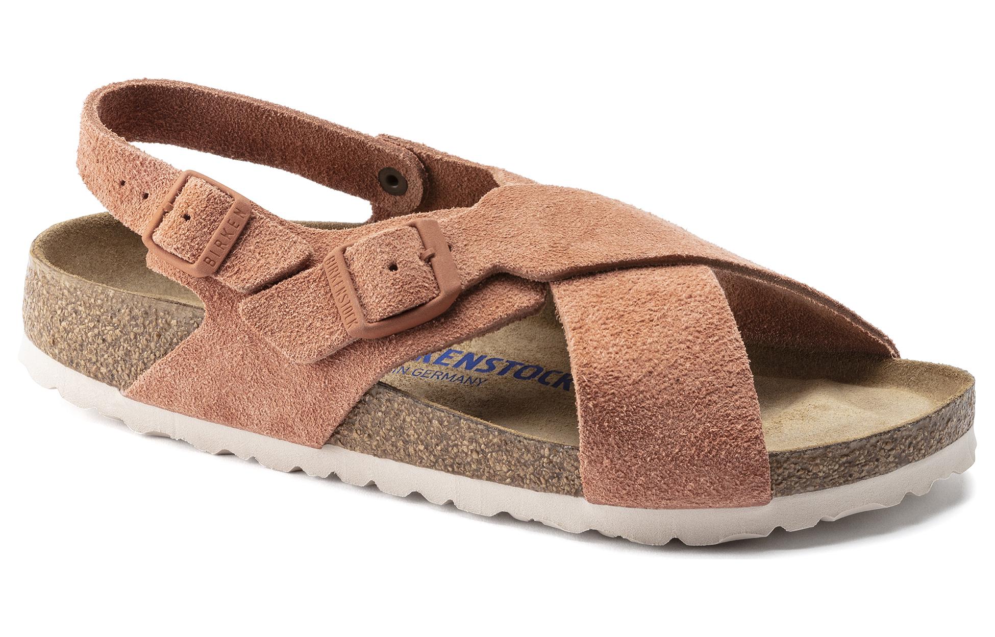 Order (Women) Birkenstock Arizona Soft Footbed Suede Narrow 'Pumpkin' 1022562