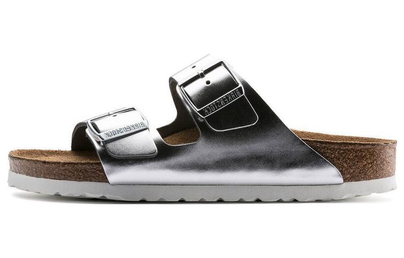 (Women) Birkenstock Arizona Softbed Metallic Silver 1005960