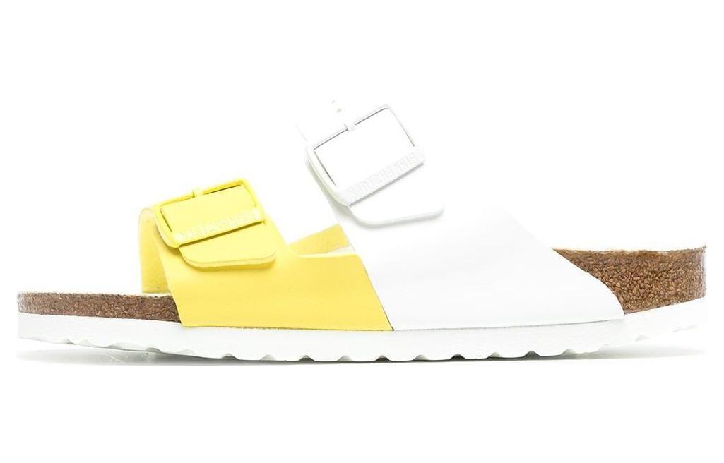 (Women) Birkenstock Arizona Split Birko Flor Narrow Fit Sandals 'White Lime Sour 1019754