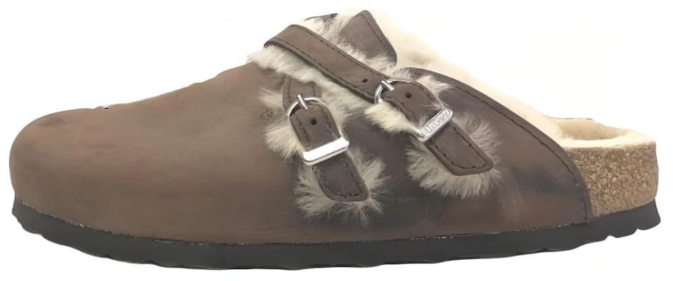 (Women) Birkenstock Blair Shearling Oiled Leather Sandals 'Brown' 1020390 Buy (Women) Birkenstock Blair Shearling Oiled Leather Sandals 'Brown' 1020390