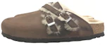 Order (Women) Birkenstock Blair Shearling Oiled Leather Sandals 'Brown' 1020390
