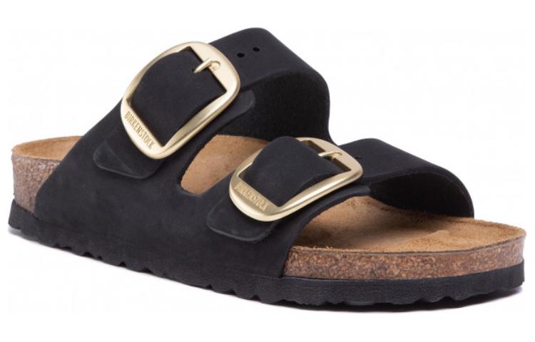 Order Birkenstock 皮革時尚方扣休閒博肯拖鞋 女款 黑色