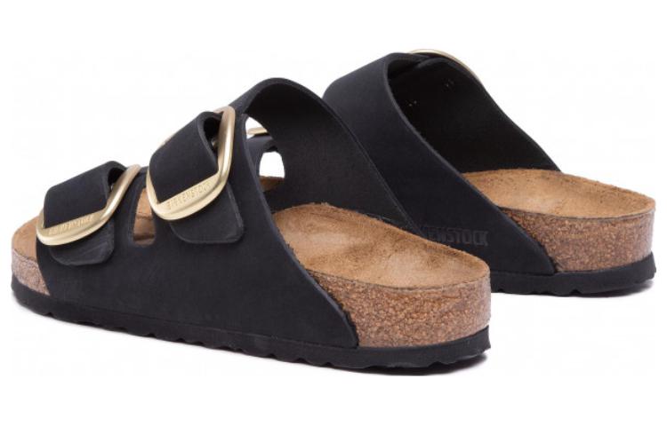 Lookbook Birkenstock 皮革時尚方扣休閒博肯拖鞋 女款 黑色