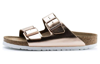 (Women) Birkenstock Arizona Softbed Metallic 'Copper' 0952091
