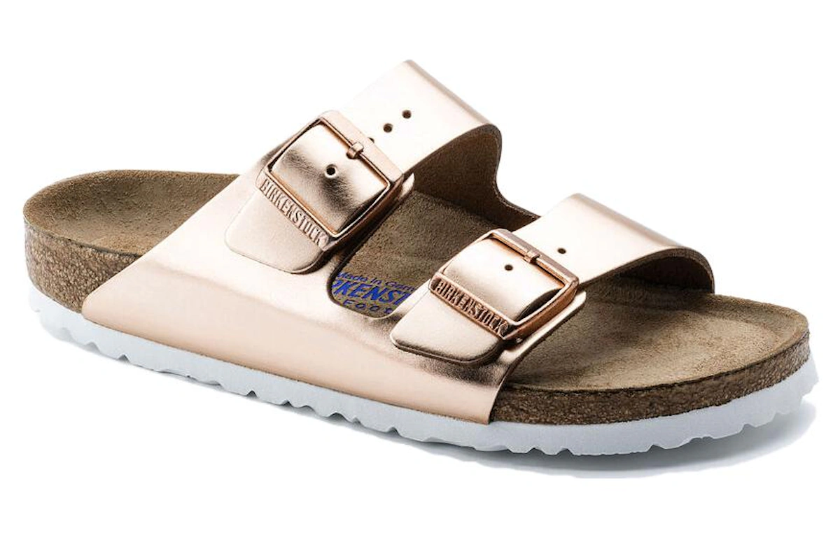 (Women) Birkenstock Arizona Softbed Metallic 'Copper' 0952091