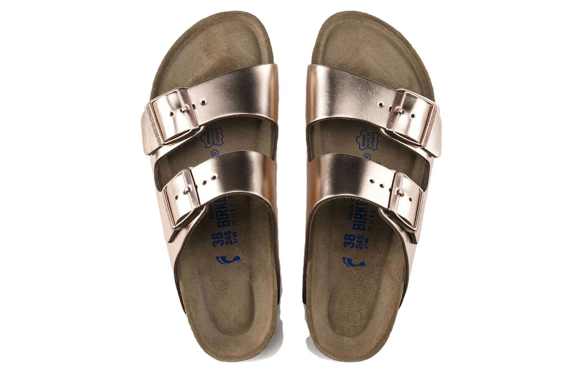 (Women) Birkenstock Arizona Softbed Metallic 'Copper' 0952091