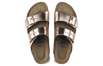 (Women) Birkenstock Arizona Softbed Metallic 'Copper' 0952091