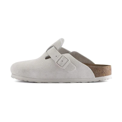 (W) Birkenstock Boston Antique White Suede