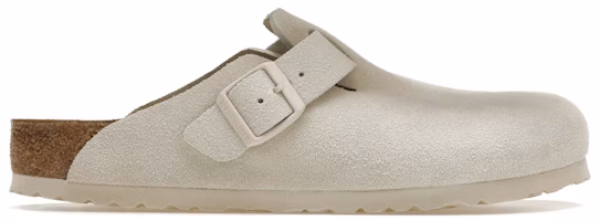(Women) Birkenstock Boston Antique White Suede 1024731 (Women) Birkenstock Boston Antique White Suede 1024731