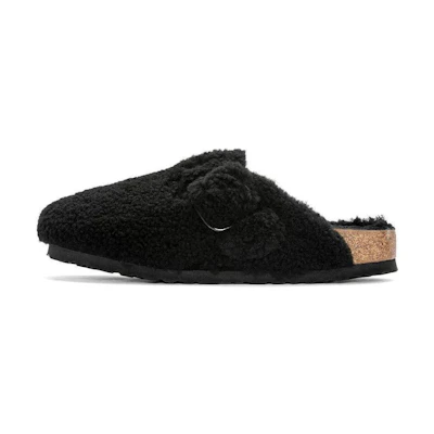 (W) Birkenstock Boston Big Buckle Shearling Narrow Fit 'Black'