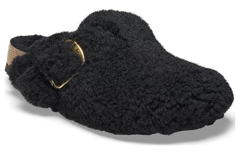 Order (W) Birkenstock Boston Shearling 'Hitam Regular' Sepatu Sandal Terkenal 1025891