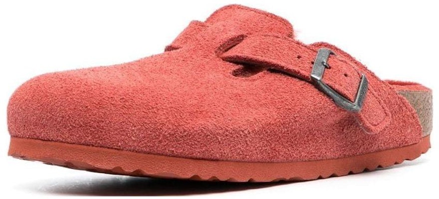 (Women) Birkenstock Boston Shearling Suede Leather Narrow Fit 'Sienna Red' 1025669 Order (Women) Birkenstock Boston Shearling Suede Leather Narrow Fit 'Sienna Red' 1025669