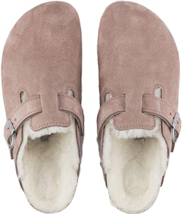 (W) Birkenstock Boston Shearling Suede Kulit Sempit 'Pink Clay' 1023292 Shop (W) Birkenstock Boston Shearling Suede Kulit Sempit 'Pink Clay' 1023292