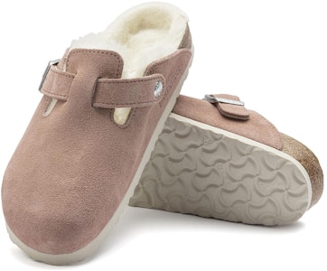 (W) Birkenstock Boston Shearling Suede Kulit Sempit 'Pink Clay' 1023292 Purchase (W) Birkenstock Boston Shearling Suede Kulit Sempit 'Pink Clay' 1023292