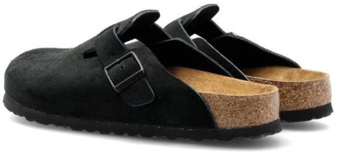 (W) Birkenstock Boston Piel Ante Planta Suave Ajuste Estrecho Mules 'Negro' 660473 Lookbook (W) Birkenstock Boston Piel Ante Planta Suave Ajuste Estrecho Mules 'Negro' 660473