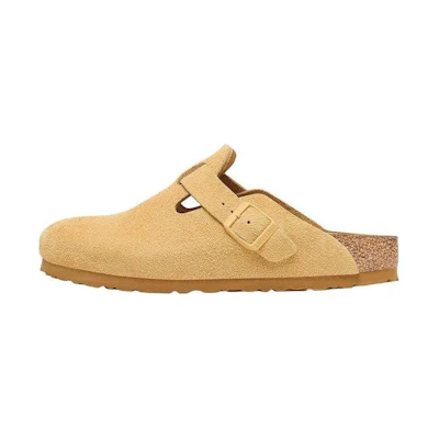 (W) Birkenstock Boston Suede Leather 'Latte Cream'