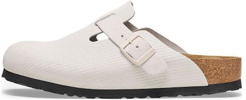 (Women) Birkenstock Boston Suede Leather Embossed 1025252 'Corduroy Antique White' 1025252/1025270 (Women) Birkenstock Boston Suede Leather Embossed 1025252 'Corduroy Antique White' 1025252/1025270