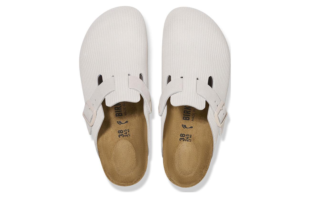 Order (W) Birkenstock Boston 麂皮压纹拖鞋 1025252 '灯芯绒古典白' 1025252/1025270