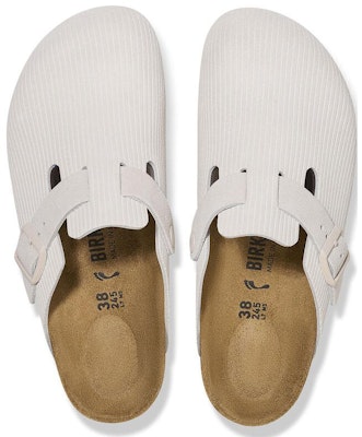 (Women) Birkenstock Boston Suede Leather Embossed 1025252 'Corduroy Antique White' 1025252/1025270 Order (Women) Birkenstock Boston Suede Leather Embossed 1025252 'Corduroy Antique White' 1025252/1025270