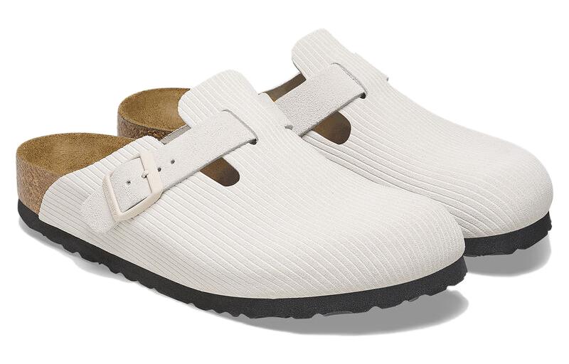 Shop (W) Birkenstock Boston 麂皮压纹拖鞋 1025252 '灯芯绒古典白' 1025252/1025270