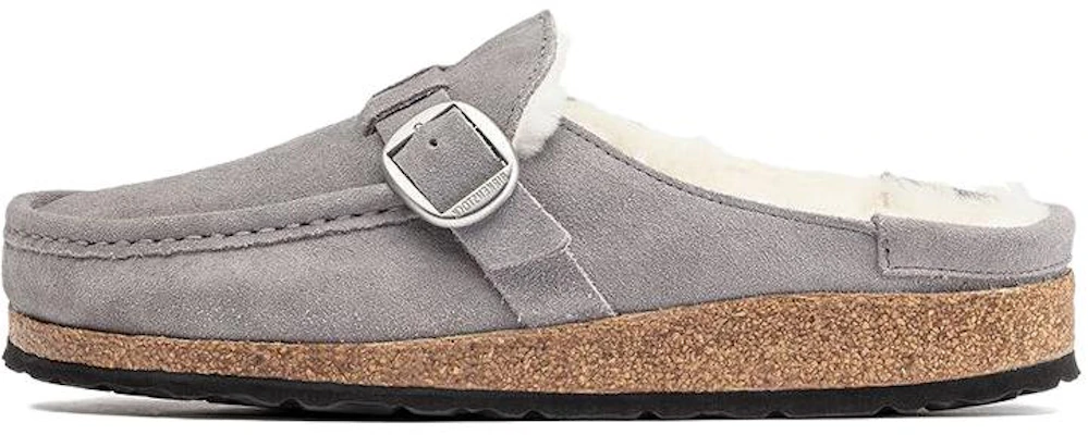 (Women) Birkenstock Buckley Shearling Suede Leather Narrow Fit Sandals 'Whale Gray' 1020671 Buy (Women) Birkenstock Buckley Shearling Suede Leather Narrow Fit Sandals 'Whale Gray' 1020671