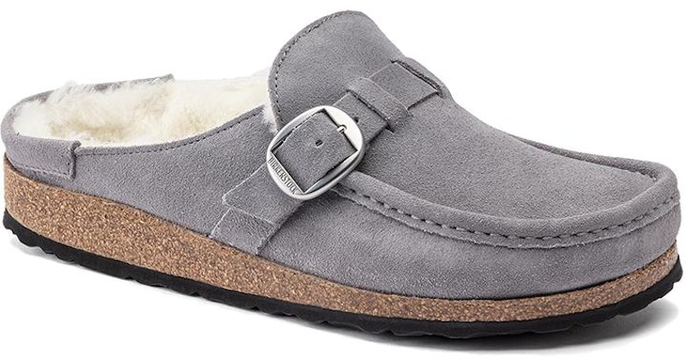 (Women) Birkenstock Buckley Shearling Suede Leather Narrow Fit Sandals 'Whale Gray' 1020671 Order (Women) Birkenstock Buckley Shearling Suede Leather Narrow Fit Sandals 'Whale Gray' 1020671