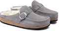 Lookbook (Women) Birkenstock Buckley Shearling Suede Leather Narrow Fit Sandals 'Whale Gray' 1020671