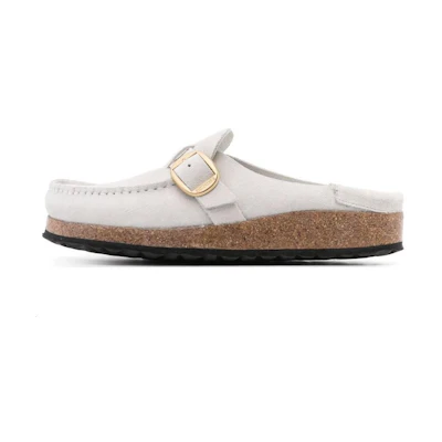 (W) Birkenstock Buckley Suede Leather Embossed Corduroy Narrow Fit 'Antique White'