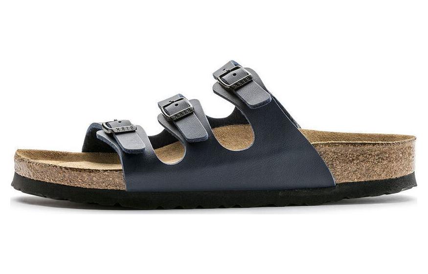 (Women) Birkenstock Comfort Leather Platform Slide 'Blue Regular' 0554711