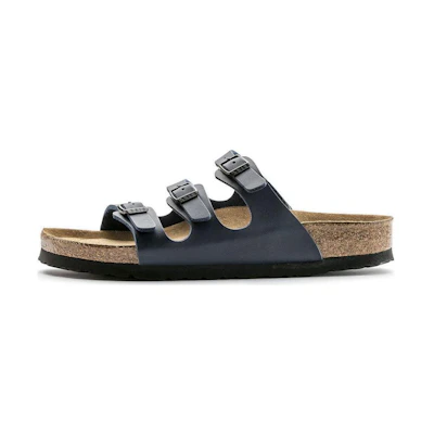 (W) Birkenstock CMFT Leather Platform Slide 'Blue Regular'