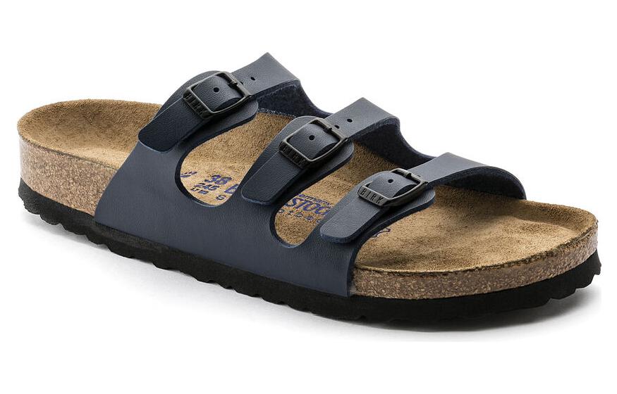 Order (Women) Birkenstock Comfort Leather Platform Slide 'Blue Regular' 0554711