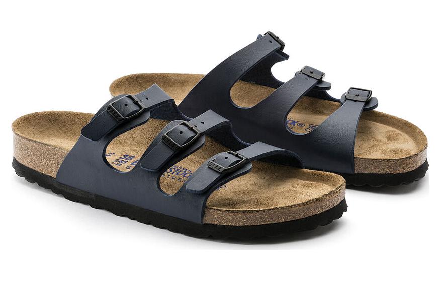 Lookbook (Women) Birkenstock Comfort Leather Platform Slide 'Blue Regular' 0554711