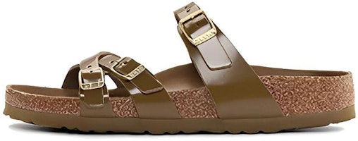 (Women) Birkenstock Franca Natural Leather Patent Narrow Fit Sandals 'High Shine Mud Green' 1024249 (Women) Birkenstock Franca Natural Leather Patent Narrow Fit Sandals 'High Shine Mud Green' 1024249