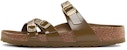 (W) Birkenstock Franca Kulit Asli Sandal Sempit 'High Shine Mud Green' 1024249